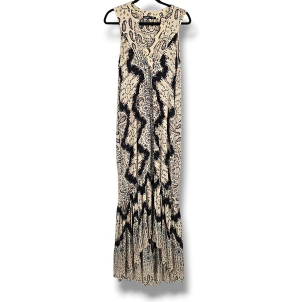 Gypsy 05 Silk Blend Paisley Floral High Low Maxi Dress Womens Small Sleeveless